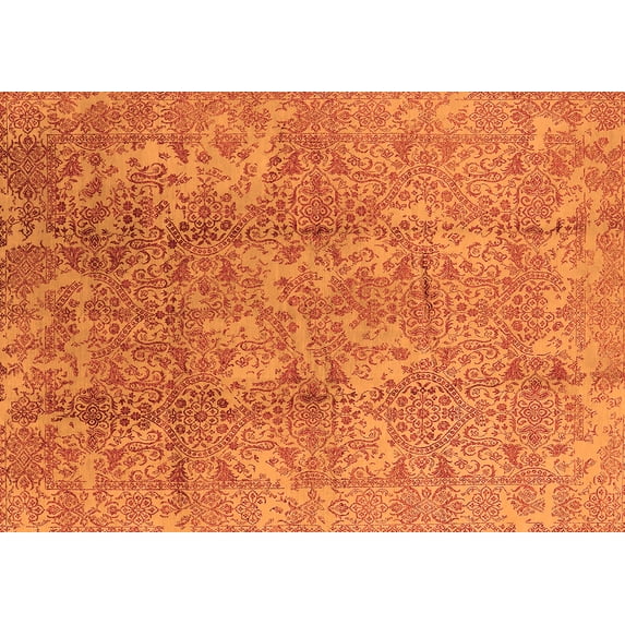 Ahgly Company Indoor Rectangle Oriental Orange Industrial Area Rugs, 8' x 12'