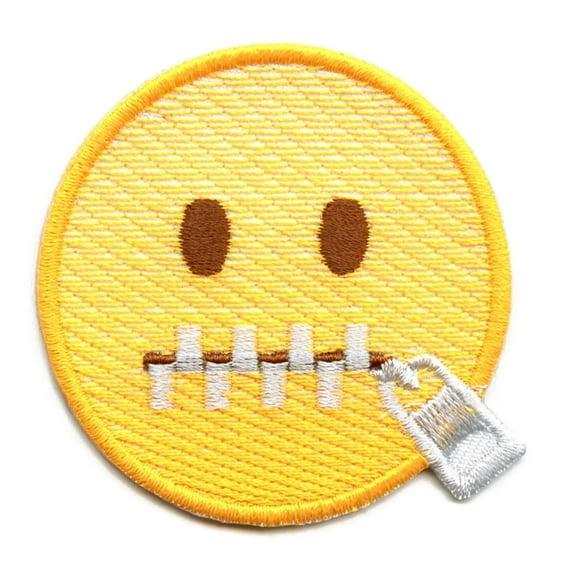 Zipper Mouth Face Patch Keyboard Emoji Embroidered Iron On