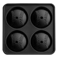 thumbnail image 2 of Baseball Ice Mold - Silicone Sphere Ice Cube Tray with Funnel - Large Round Ice Ball Maker - 4-Cavity Fun Ice Tray - Black, 2 of 5