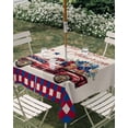 thumbnail image 3 of Square Outdoor Tablecloth with Umbrella Hole 4th of July Outside Table Cloth Waterproof Patio Table Cover Red Blue Plaid Truck Floral Independence Day Zipper Tablecloths for Picnic Camping 54x54 Inch, 3 of 8