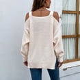 thumbnail image 6 of Women Casual Fashion Solid Color Pullover Long Sleeve Square-Neck Sweater On Seasonal Beige 6(M), 6 of 6