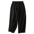 thumbnail image 1 of Timegard Womens Crop Pants Elastic Waist Solid Color Comfy Travel Fall Casual Loose Pants with Pockets, 1 of 7