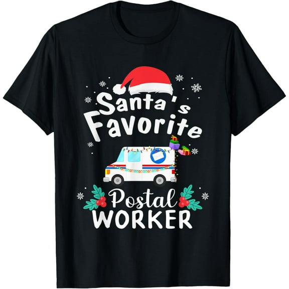 Postal Worker Christmas Mail Truck Funny Mailman Gift T-Shirt