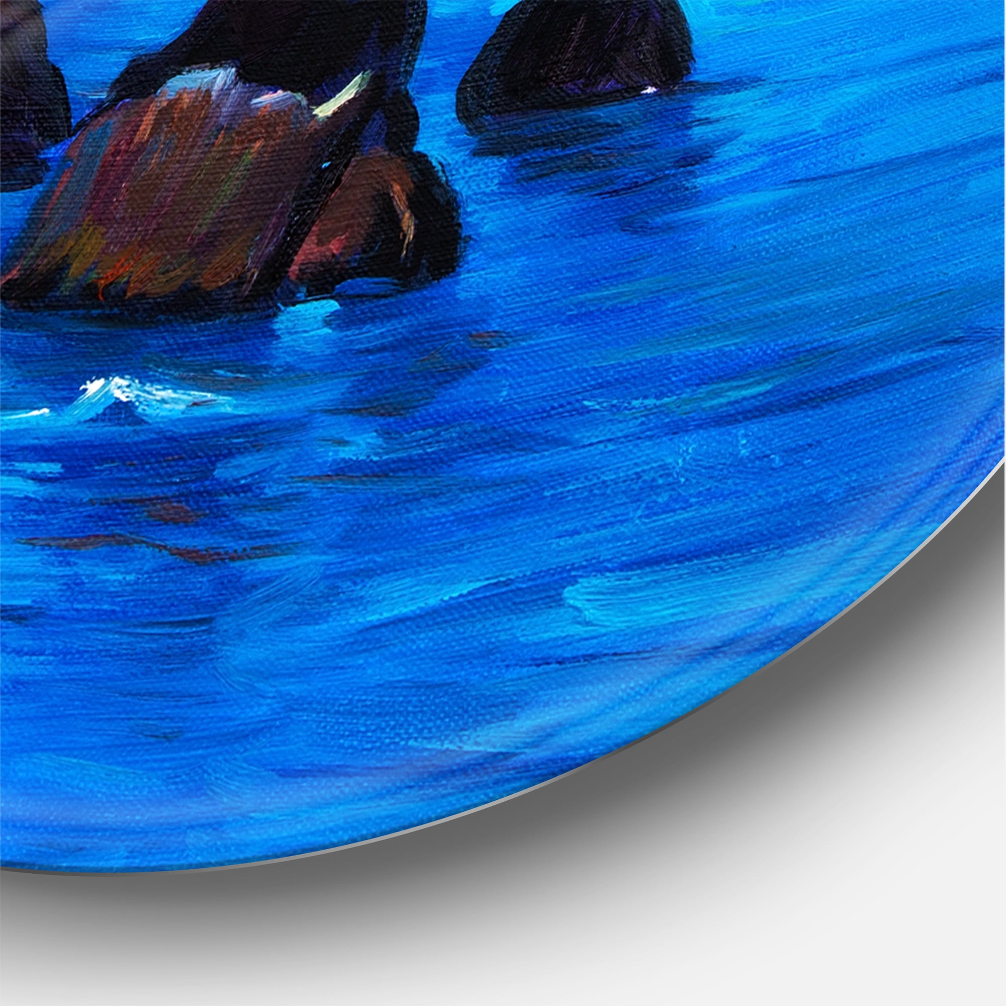 Designart 'The Ocean By Cliffs In The Evening Glow' Nautical & Coastal Circle Metal Wall Art 36x36 - Disc of 36