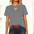 thumbnail image 5 of Women's Heart Hollow T-Shirts -Casual Loose Short Sleeve Crew Neck Tops Summer Casual Base Tee, 5 of 9