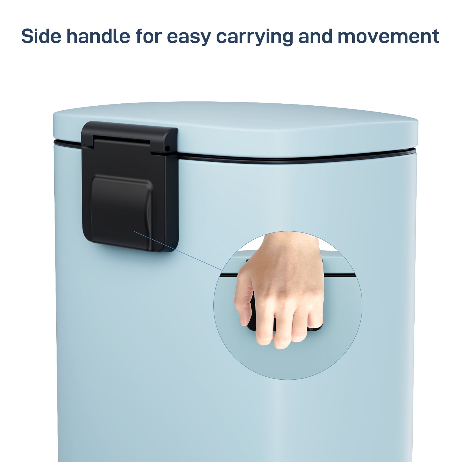 Arlopu 8 Gallon Step Pedal Trash Can, Stainless Steel, Hands-free Soft Close lid Garbage bin