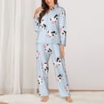 thumbnail image 3 of Kll Cute Farm Cow Print Women'S Long Sleeve Pajamas With Pants Sleepwear Loungewear 2 Set-X-Large, 3 of 9