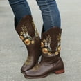 thumbnail image 3 of Aayomet Boots For Women，Womens Hiking Boots Embroidered Western Sunflower Boots Boots Motorcycle Vintage Cowboy Cowboy Boots Women, 3 of 5