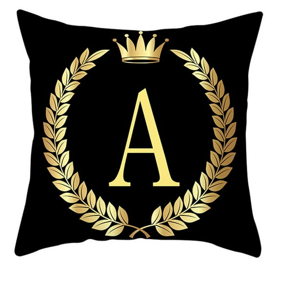 Limei Cushion Cover Comfortable to Touch Black Gold Letter Pillowcase Clear Printing Excellent for Living Room