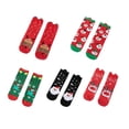 thumbnail image 2 of 4 pares de calcetines navideños de algodón de invierno con diseño de ciervo, Papá Noel y muñeco de nieve. A, 2 of 9