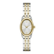 Time and Tru Women's Wristwatch: Two Tone Silver and Gold Oval Case and Dial, 5 Link Bracelet (FMDOTT100)