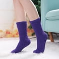 thumbnail image 4 of 5 Pairs Womens Fuzzy Slipper Socks, Ultra Soft Microfiber Crew Socks for Winter, Non-Slip Cozy House Socks with Fluffy Lining, 4 of 6