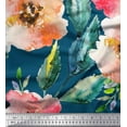 thumbnail image 1 of Soimoi Moss Georgette Fabric Flower & Leaves Watercolor Printed Fabric 1 Yard 42 Inch Wide, 1 of 1