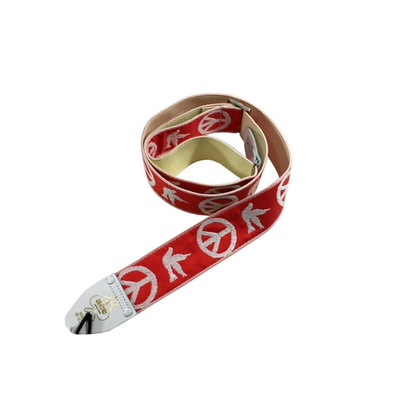 Ace Guitar Strap Vintage Style Peace Doves Design Red and White