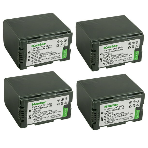 nood Terugroepen Leed Kastar 4-Pack CGR-D28 Battery Replacement for Panasonic NV-GS1, NV-GS1B,  NV-GS3, NV-GS3B, NV-GS4, NV-GS4B, NV-GS5, NV-GS5B, NV-GS7, NV-GS11,  NV-GS15, NV-GS33, NV-GX7, NV-M20, NV-MD9000 Camera - Walmart.com