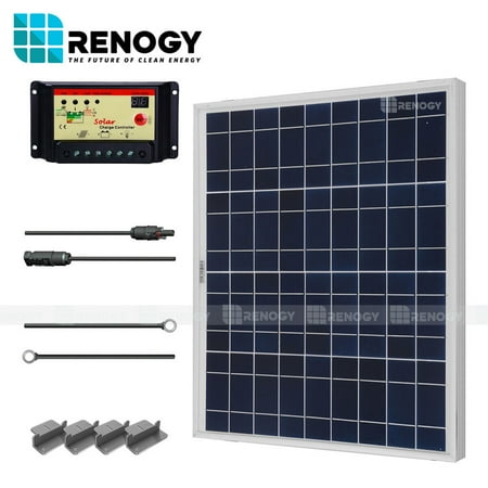 Renogy Solar Panel Starter Kit 50W 50 Watts Polycrystalline Off Grid 12V RV Boat