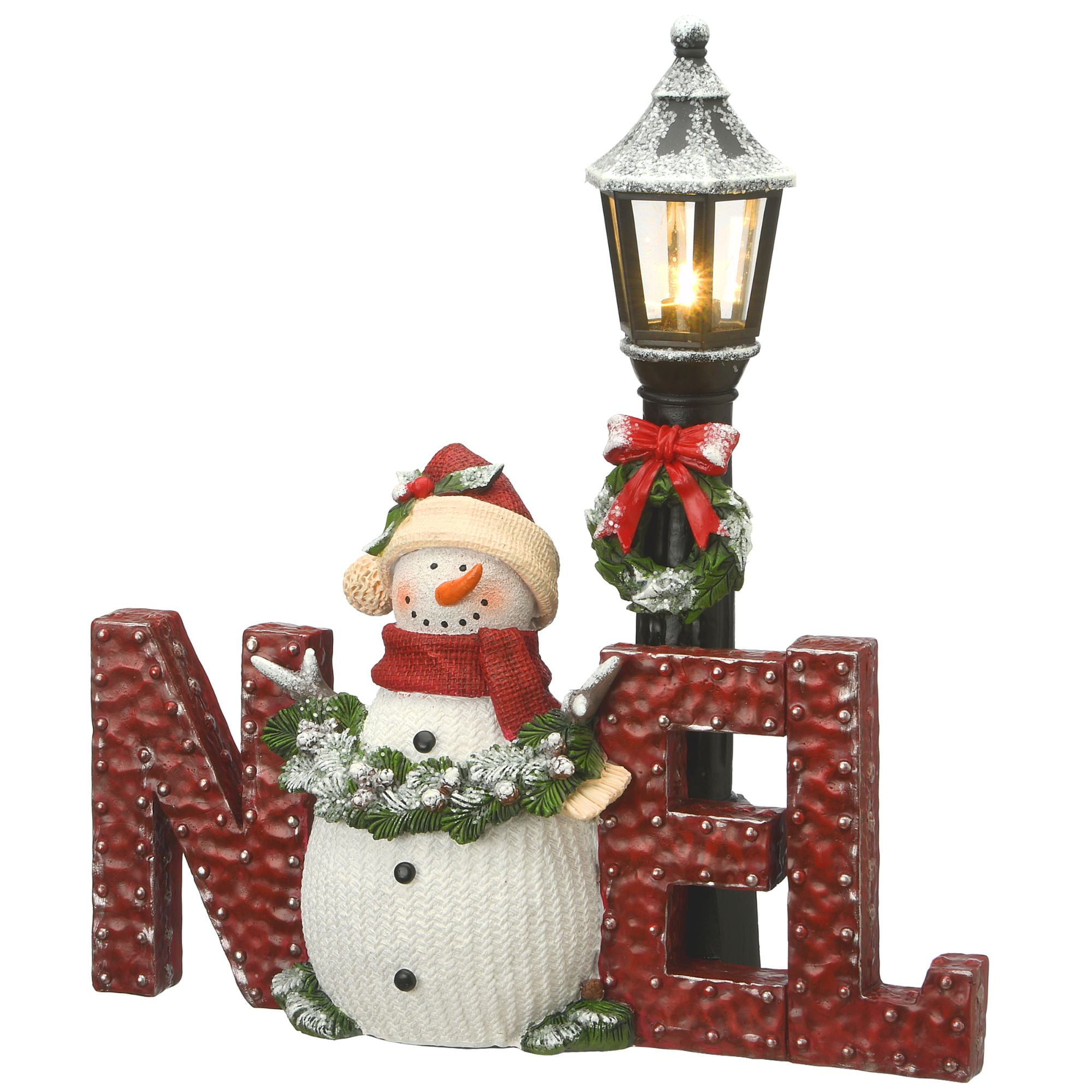12 Red And White Led Lighted Snowman, Tabletop Lamp Post