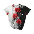 thumbnail image 2 of Fengqque 2025 Trendy Women's Floral Print Round Neck Short Sleeve Blouse, 2 of 4