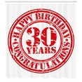 thumbnail image 3 of Ambesonne Retro Shower Curtain, Grunge Birthday Stamp, 69"Wx75"L, Red and White, 3 of 3