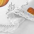thumbnail image 3 of 60 Inch Round Tablecloth with White Lace Trim Fall Table Cover for Elegant Dining Decor Pumpkins and Leaves Pattern, 3 of 8