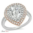 thumbnail image 5 of 2.48 ct Pear Cut White Sapphire with Simulated Diamond Halo Accents 14K White/Rose Gold Womens Engagement Ring, 5 of 6
