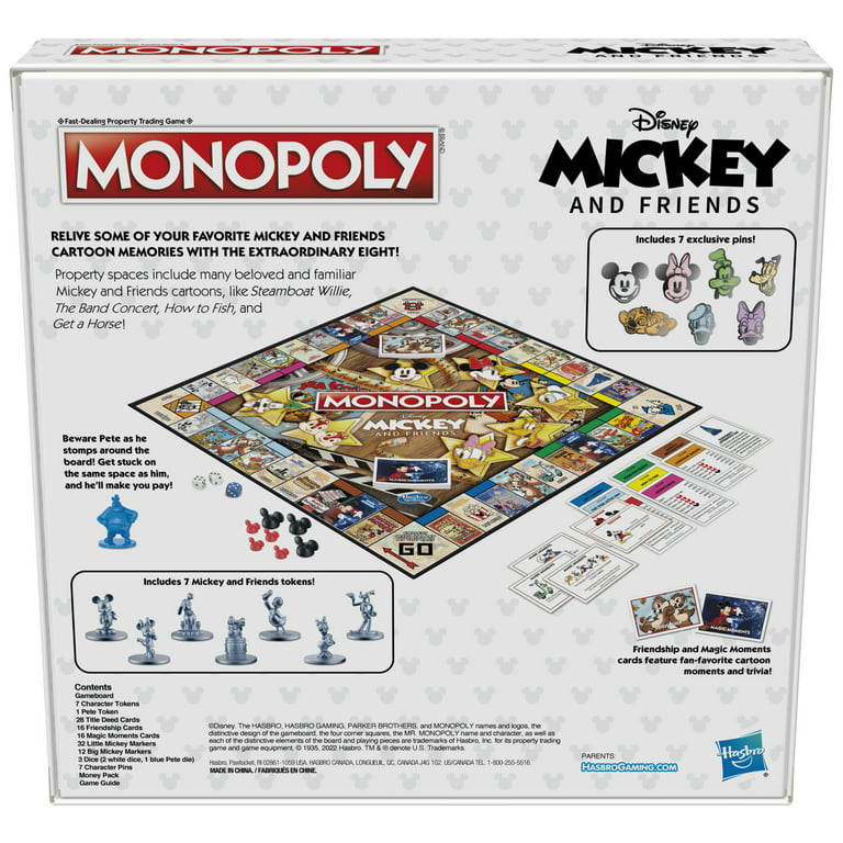 Monopoly Disney Mickey and Friends Edition Board Game for kids and Family  Ages 8 and Up 