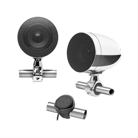 BOSS Audio Systems MC625BA 3 Inch Motorcycle Audio Speakers - Bluetooth, Built-in Amplifier, Weatherproof, Multi-Function Volume Control, Use With ATV UTV, Hook Up To Stereo