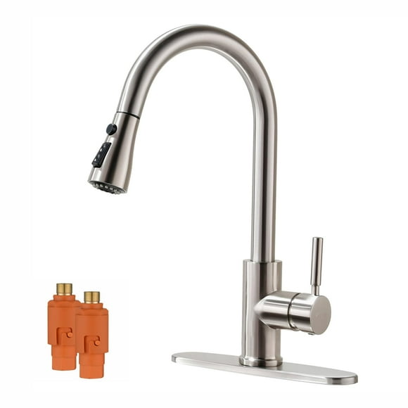 RULIA Kitchen Faucet Kitchen Sink Faucet Sink Faucet Pull-Down Kitchen Faucets Free Water Filter Included Brushed Nickel Stainless Steel PB1020
