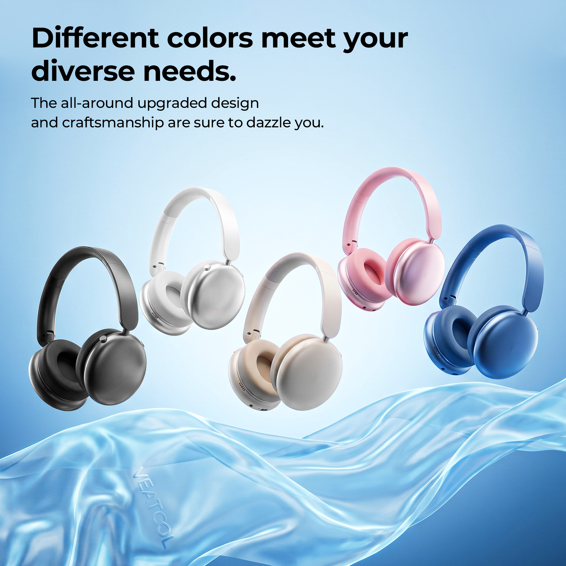 VEATOOL Bluetooth Over-Ear Headphones, 58H Battery, BT5.4 photo 7