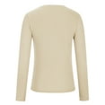 thumbnail image 5 of Idoravan Womens T Shirts Long Sleeve Crew Neck Basic Tee Women's Fall Fashion Long Sleeve Stretch Slim Fitted Ribbed T-Shirt Blouse Solid Basic Tops Beige S, 5 of 5