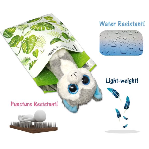 Tropical Banana Leaves Poly Bubble Self Sealing Envelopes, 6x10 Cushioned Padded Peel and Seal Mail Bags