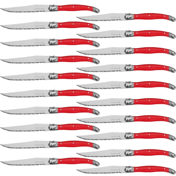 Cuchillos para Corte Superior LaguioleRed 20 pza 23 cm Carmesí Acero Inoxidable Cuchillo para carne.