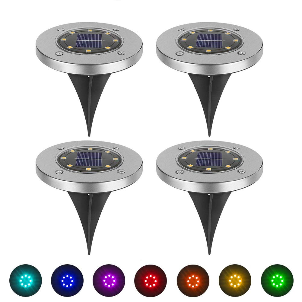 Appal table excess Solar LED Garden Lights Outdoor in-Ground Light Landscape Lighting 7 Color  Changing Stainless Steel Pathway Light for Walkway Patio Yard Lawn Driveway  Flowerbed Courtyard (4 Packs) - Walmart.com