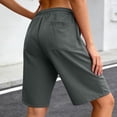 thumbnail image 7 of SOFTCCLO Running Shorts for Women Solid Color Athletic Fitness Knee Shorts Elastic Drawstring Pocket Casual Womens Shorts Dark Gray L, 7 of 7
