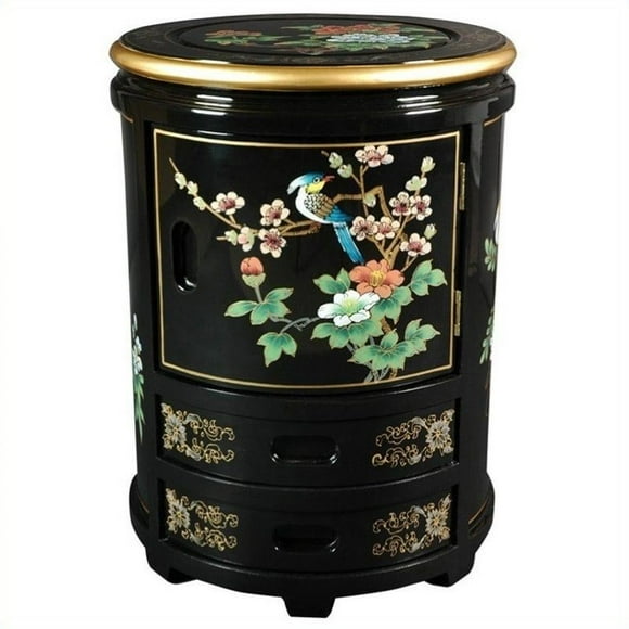 Oriental Furniture Japanese Stool in Black
