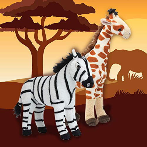 Dazmers Safari Jungle Animals Plush Toys Kids Soft Lion Zebra Elephant Giraffe 