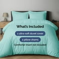 thumbnail image 3 of CGK Linens 3-Piece Premium Duvet Cover Set - Queen Size Soft Comforter Cover With Zipper & Matching Pillowcases, Spa Blue, 3 of 7