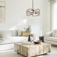 thumbnail image 4 of LNC 3-Light Farmhouse Drum Wooden Chandelier for Kitchen Island, 4 of 12