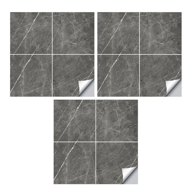 Elegant Decorative Marble Pattern Peel And Stick Floor Tiles, Multifunctional Floor Tiles Suitable For Bathroom Kitchen Decor, 3 Sets Of Self Adhesive Removable Stickers Flooring With Wide Application