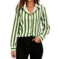thumbnail image 5 of Womens Linen Tops Women's Striped Button-Up Blouses, Collared Long Sleeve Casual Shirt, Lightweight Loose Dress Tops Workwear, 5 of 6