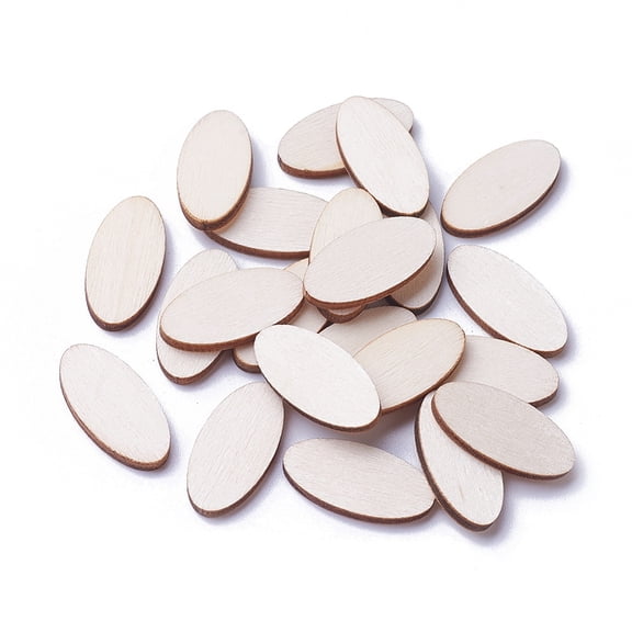 300 Pcs Wood Cutouts Wooden Blanks Oval Wood Pieces Wood Cabochons Unfinished Wood Tiles Craft Supplies 24x12mm
