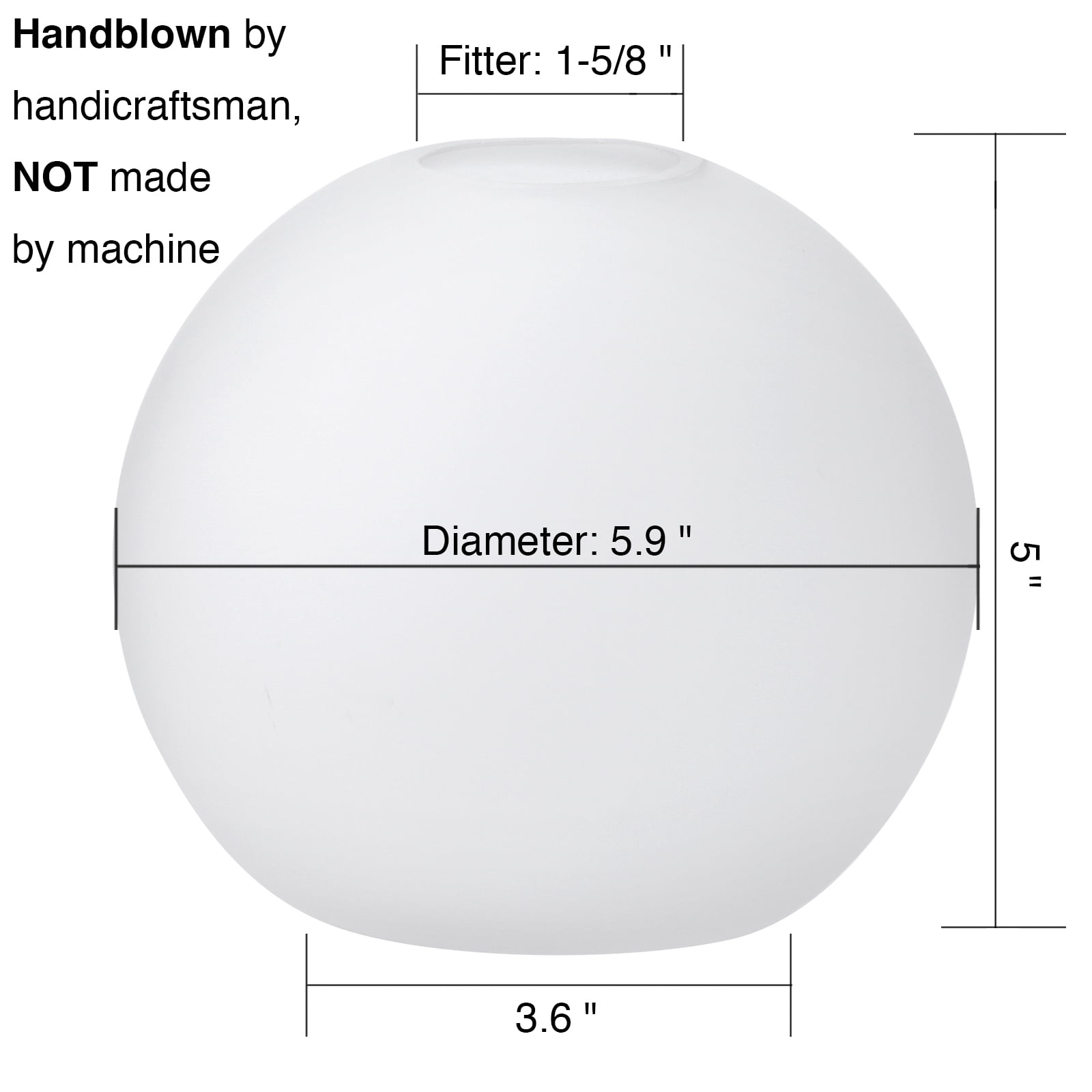 GoldSwift Clear Frosted Round Sphere Glass Lamp Shade Replacement Globe Cover for Lighting Fixture - 3 Pack, 5.9"W x 5"H, 1-5/8 Inch Fitter
