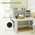thumbnail image 6 of CRXX Computer Desk with Hutch, Modern Home Office Desk with Power Outlets, Storage Shelves & Cable Hole, Makeup Vanity Table, Study Writing Desk for Bedroom Office Small Space, White, 6 of 9