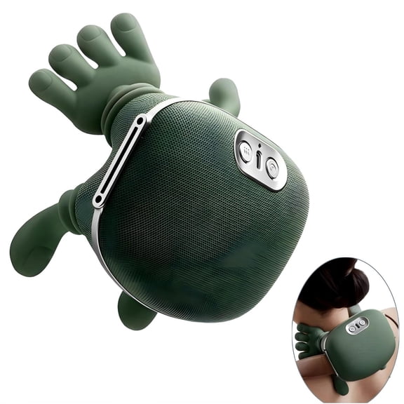 Neck and Shoulder Massager with Heat - 4D Shiatsu Kneading Massage for Back Pain Relief, Portable Electric Massager (Green)