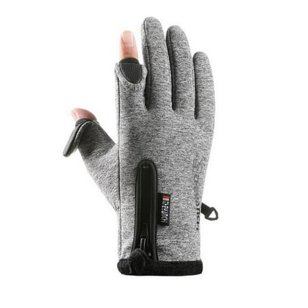 

Dadaria Winter Gloves Winter Men Cycling Gloves Zipper Screen Windproof Waterproof Mountaineering Ski Gloves Gray XXL Men