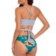 thumbnail image 2 of Conjunto de bikini para mujer Traje de baño de 2 piezas con estampado floral y parte superior a rayas elegante Traje de baño Verde XL, 2 of 6