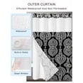 thumbnail image 2 of No Hook Cloth Fabric Shower Curtain with Snap in Liner, Black Geometric Waterproof Shower Curtains Set with See Through Top Window, Paisley Modern Abstract Flower Bath Curtains Shower 72"x96", 2 of 6