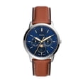 thumbnail image 1 of Fossil Reloj multifunción de fase lunar de acero inoxidable y cuero Neutra Quartz para hombre Color: Plata Teca (Modelo: FS5903), 1 of 5