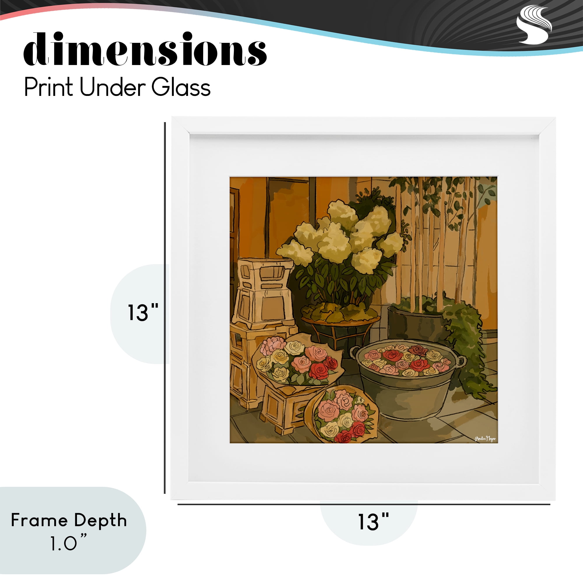 Stupell Industries London Town Flowers White Framed Print Under Glass, design by Amelia Noyes