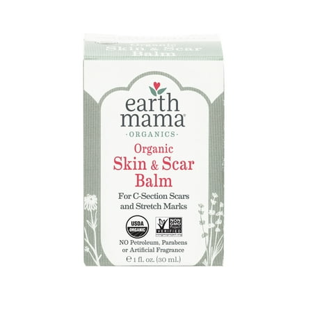 Earth Mama Organic Skin & Scar Balm for C-Section and Stretch Marks, (1 Fl.
